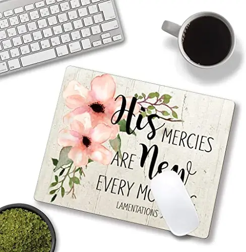 Hokafenle Square Mouse Pad, Inspirational Quote Mouse Pad with Floral Design, Motivational Mouse Mat Waterproof Mousepad Non-Slip Rubber Base Mouse Pads for Office Laptop - 4