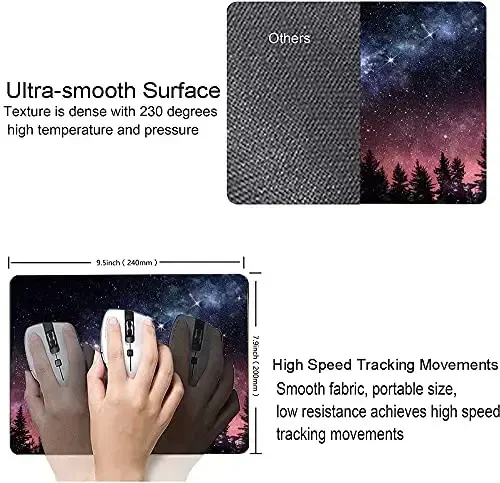 Hokafenle Square Mouse Pad, Galaxy Mouse Pad, Mouse Mat Square Waterproof Mouse Pad Non-Slip Rubber Base MousePads for Office Laptop, Pines Trees - 3