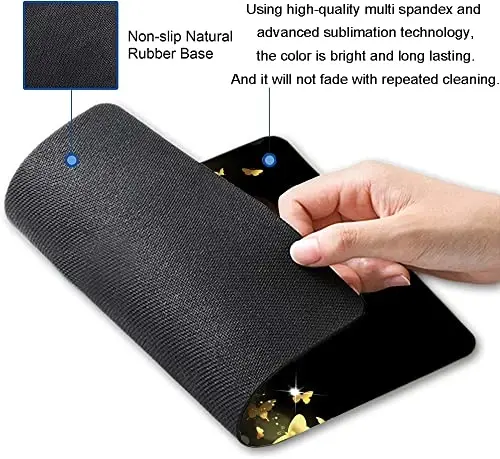 Hokafenle Mouse Pad, Gold Butterfly Mouse Pad, Cute Mouse Pads with Design, Square Mouse Mat Waterproof Non-Slip Rubber Base Mousepad for Office Laptop - 2