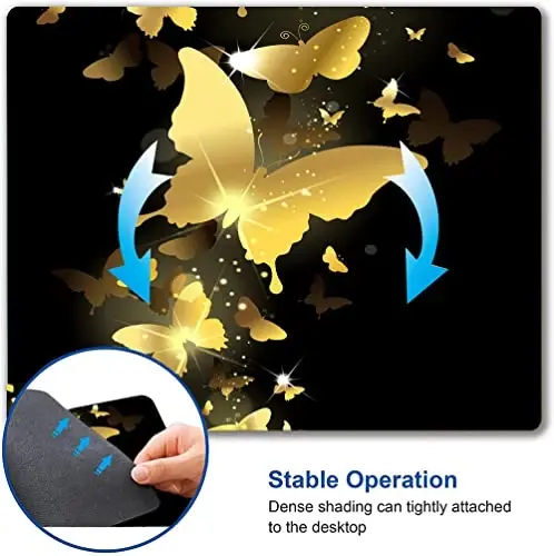 Hokafenle Mouse Pad, Gold Butterfly Mouse Pad, Cute Mouse Pads with Design, Square Mouse Mat Waterproof Non-Slip Rubber Base Mousepad for Office Laptop - 5
