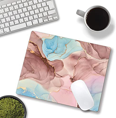 Hokafenle Mouse Pad, Cute Marble Mouse Pad, Mouse Mat Square Waterproof Mousepad with Design, Non-Slip Rubber Base Computer Mouse Pads for Gaming Office Laptop - 4