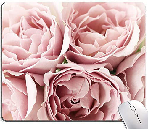 Hokafenle Mouse Pad Flower, Cute Floral Mouse Pads for Women, Mouse Mat Square Waterproof Mouse Pad Non-Slip Rubber Base MousePads for Office Laptop Computer, Pink Roses - 1