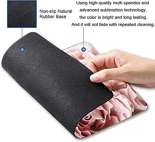 Hokafenle Mouse Pad Flower, Cute Floral Mouse Pads for Women, Mouse Mat Square Waterproof Mouse Pad Non-Slip Rubber Base MousePads for Office Laptop Computer, Pink Roses - 2