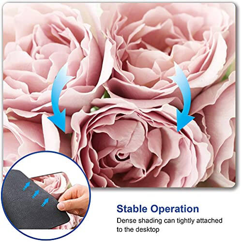 Hokafenle Mouse Pad Flower, Cute Floral Mouse Pads for Women, Mouse Mat Square Waterproof Mouse Pad Non-Slip Rubber Base MousePads for Office Laptop Computer, Pink Roses - 5