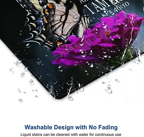 Hokafenle Mouse Pad, Butterfly Mouse Pad with Inspirational Quote Design, Square Waterproof Cloth Mouse Mat Non-Slip Rubber Base Computer MousePads for Office Laptop, Psalm 46: 10 - 5