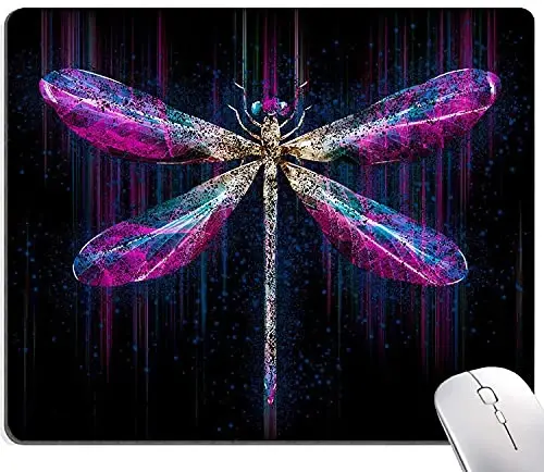 Hokafenle Mouse Pad, Purple Dragonfly Mouse Pad, Square Custom Mouse Mat Waterproof Mousepad Non-Slip Rubber Base MousePads for Office Home Laptop - 1