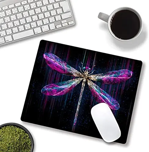 Hokafenle Mouse Pad, Purple Dragonfly Mouse Pad, Square Custom Mouse Mat Waterproof Mousepad Non-Slip Rubber Base MousePads for Office Home Laptop - 4