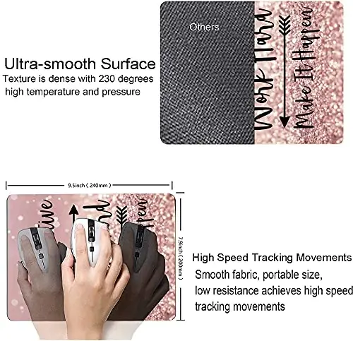 Hokafenle Mouse Pad, Motivational Mouse Pad Inspirational Quotes, Mouse Mat Square Waterproof Mouse Pads, Non-Slip Rubber Base MousePads for Office Laptop - 3