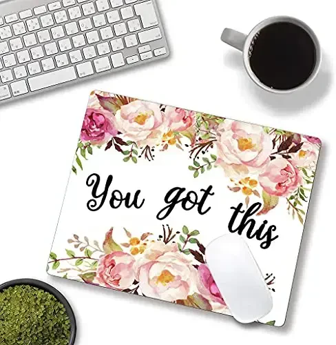 Hokafenle Mouse Pad Motivational, Cute Floral Mouse Pad with Inspirational Quote, You Got This Mousepad Design, Mouse Mat Square Waterproof Non-Slip Rubber Base Mouse Pads for Office Home Laptop - Hokafenle (1)