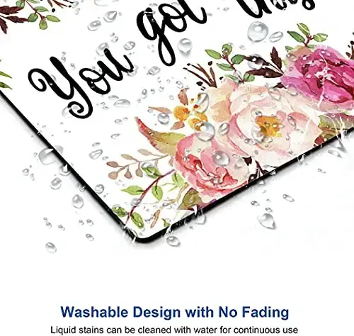 Hokafenle Mouse Pad Motivational, Cute Floral Mouse Pad with Inspirational Quote, You Got This Mousepad Design, Mouse Mat Square Waterproof Non-Slip Rubber Base Mouse Pads for Office Home Laptop - 3