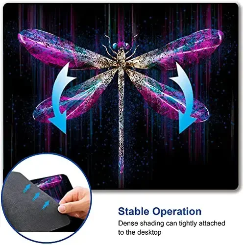 Hokafenle Mouse Pad, Purple Dragonfly Mouse Pad, Square Custom Mouse Mat Waterproof Mousepad Non-Slip Rubber Base MousePads for Office Home Laptop - 6