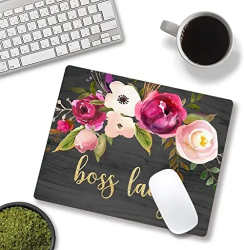 Hokafenle Boss Lady Mouse Pad - Floral Funny Mouse Mat, Square Waterproof, Non-Slip Rubber Base for Office Laptop - 4