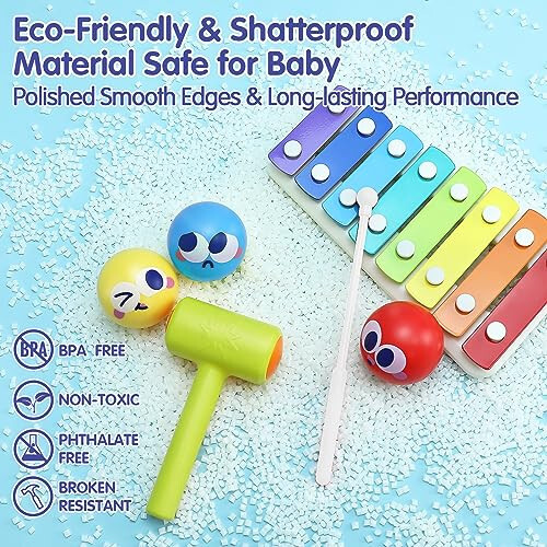 HOLA Toys for 1 Year Old Boy Birthday Gift- 4 in1 Musical Pounding Xylophone Toy, Montessori Toys for 1 Year Old Girl Gifts 2 year old boy toys Easter Basket Stuffers - 5