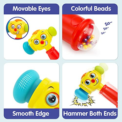 HOLA Toys for 1 Year Old Boy Birthday Gift - Hammer Baby Toys 12-18 Months, Musical 1 Year Old Toys with Light Flashing, Toys for 1 + Year Old Boy Toddlers Toys Age 1-2 Baby Toys Easter Stuffers - 5