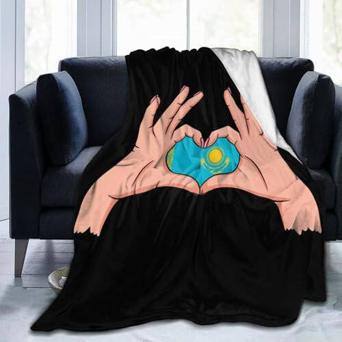 Holding Love in Your Hands Flag of Kazakhstan Throw Blanket 50