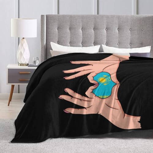 Holding Love in Your Hands Flag of Kazakhstan Throw Blanket 50