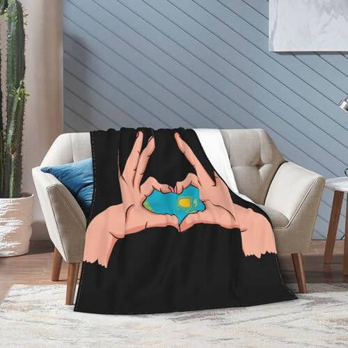 Holding Love in Your Hands Flag of Kazakhstan Throw Blanket 50