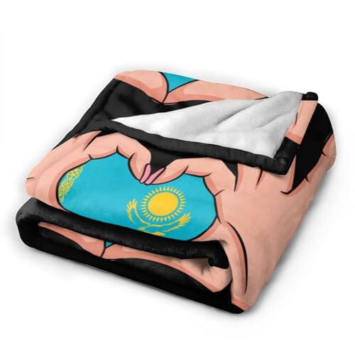 Holding Love in Your Hands Flag of Kazakhstan Throw Blanket 50