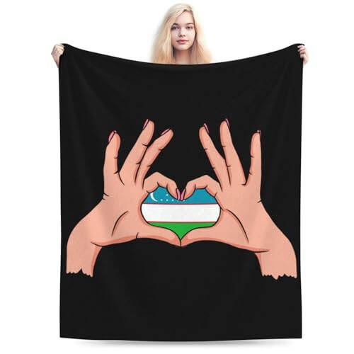 Holding Love in Your Hands Flag of Uzbekistan Throw Blanket 50