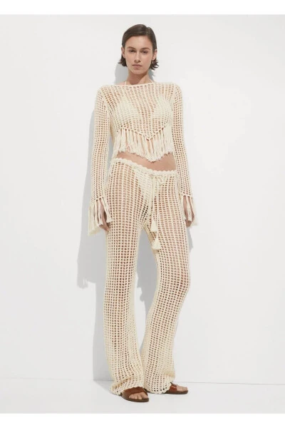 Holed Knit Trousers - MANGO (1)