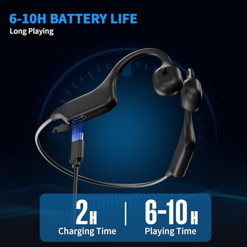 HOLEEKIC Bone Conduction Headphones, Sports Headphones Wireless Bluetooth 5.3 with Mic, IPX7 Waterproof Sweatproof Open Ear Headphones for Running, Cycling, Gym(Black) - 4