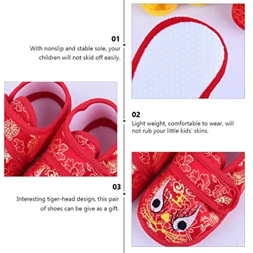 Holibanna Tiger Shoes New Year 2025 Chinese Baby Shoes Tiger Baby Shoes Fuzzy House Slippers Chinese Baby Slippers - 6