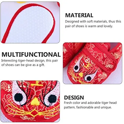 Holibanna Tiger Shoes New Year 2025 Chinese Baby Shoes Tiger Baby Shoes Fuzzy House Slippers Chinese Baby Slippers - 4