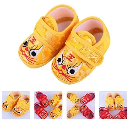 Holibanna Warm Shoes 1 Pair Baby Tiger Shoes Sole: Cloth Fashion Baby Shoes Newborn Fresh Color Shoes Yellow - 7