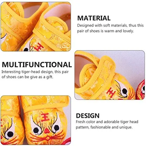 Holibanna Warm Shoes 1 Pair Baby Tiger Shoes Sole: Cloth Fashion Baby Shoes Newborn Fresh Color Shoes Yellow - 2