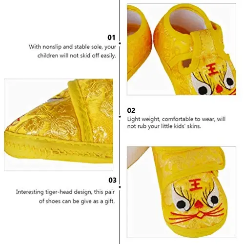 Holibanna Warm Shoes 1 Pair Baby Tiger Shoes Sole: Cloth Fashion Baby Shoes Newborn Fresh Color Shoes Yellow - 4