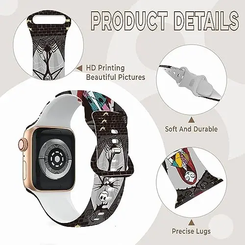 Holiday Strap Compatible with Apple Watch Band 38mm 40mm 41mm 42mm 44mm 45mm 46mm 49mm,Adjustable Replaceable Soft Silicone Cartoon Sport Wristbands for iWatch Ultra Series 10 9 8 7 6 5 4 3 2 1 SE - 5