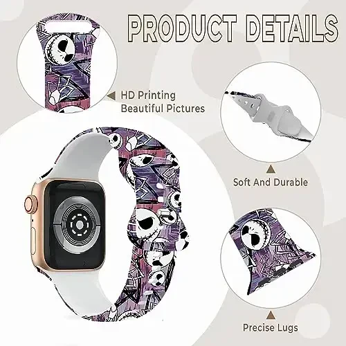 Holiday Strap Compatible with Apple Watch Band 38mm 40mm 41mm 42mm 44mm 45mm 46mm 49mm,Adjustable Replaceable Soft Silicone Cartoon Sport Wristbands for iWatch Ultra Series 10 9 8 7 6 5 4 3 2 1 SE - 5