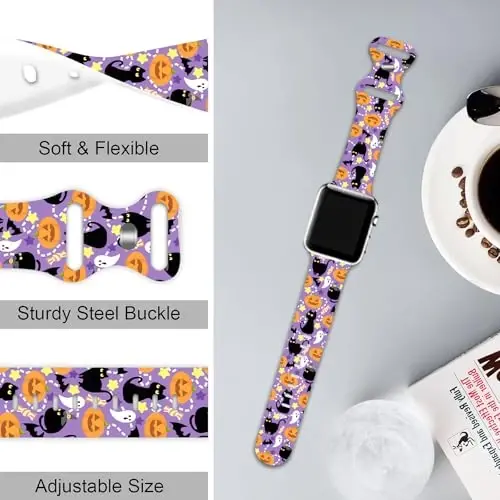 Holiday Strap Compatible with Apple Watch Band 38mm 40mm 41mm 42mm 44mm 45mm 46mm 49mm,Adjustable Replaceable Soft Silicone Cartoon Sport Wristbands for iWatch Ultra Series 10 9 8 7 6 5 4 3 2 1 SE - 2