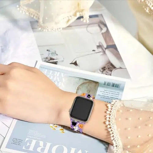 Holiday Strap Compatible with Apple Watch Band 38mm 40mm 41mm 42mm 44mm 45mm 46mm 49mm,Adjustable Replaceable Soft Silicone Cartoon Sport Wristbands for iWatch Ultra Series 10 9 8 7 6 5 4 3 2 1 SE - 3