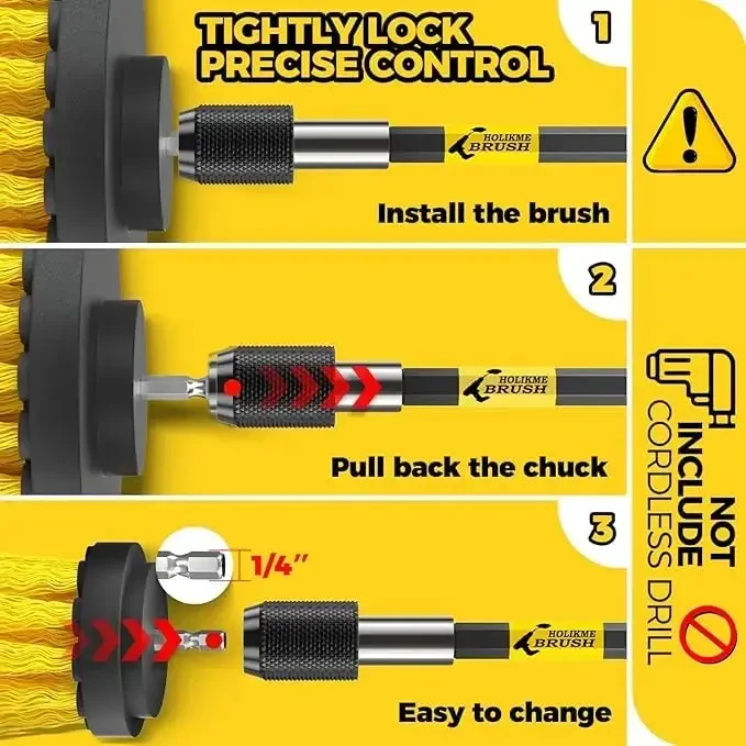 Holikme 22Pack Drill Brush AttacModazoneents Set, Scrub Pads & Sponge, Buffing Pads, Power Scrubber Brush, Car Polishing Pad Kit,Wax Applicator Pad,Car Cleaning Kit，Cleaning Supplies，Masonry Brushes,Black - 6