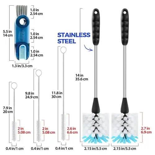 Holikme 6 Pack Bottle Brush Set, 14