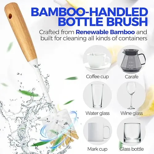 Holikme 6 Pack Dish Brush Shimgich Yostig'i Butilka Cho'tkasi, Idish Cho'tkasi, Palma Skrab Cho'tkasi va Somon Cho'tkasi, Idish Butilka Stakan Tovasi Qozon Qozonni Temir, Sariq uchun Uzoq Tutqichli Idish Yuvish Mashinasi - 4