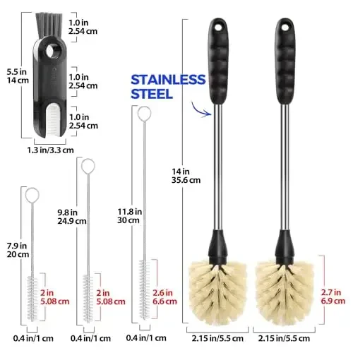 Holikme 6 Pack Bottle Brush Tube Set, 14