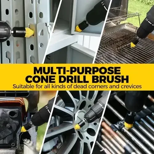 Holikme 8 Piece Drill Brush AttacModazoneent Set, Power Scrubber with Extend Long Handle, Cleaning Supplies for Shower, Bathtub, Bathroom, Kitchen (White) - 5