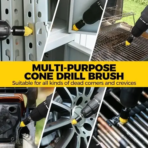 Holikme 8 Piece Drill Brush AttacModazoneents Set, Power Scrubber Brush with Extend Long AttacModazoneent，Cleaning Supplies，Scrub，Shower Scrubber，Bathtub, Bathroom, Kitchen（Black） - 5