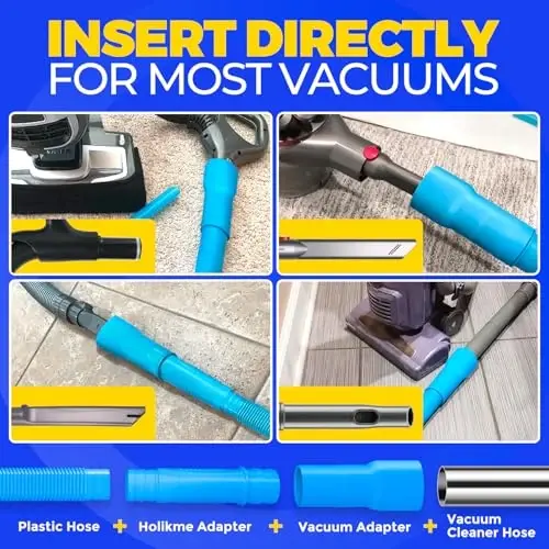 Holikme Dryer Vent Cleaner Kit Dryer Lint Vacuum AttacModazoneent Brush, Lint Remover, Dryer Vent Vacuum Hose Replacement Parts, Blue - 3