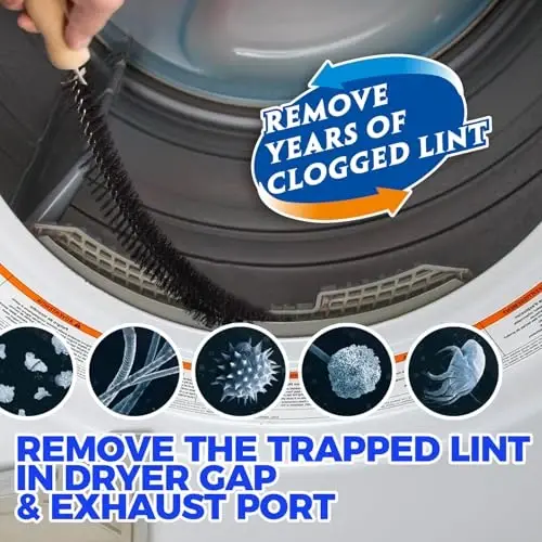 Holikme Dryer Vent Cleaner Kit, Dryer Cleaning Tools, Include Dryer Vent Brush, Omnidirectional Blue Dryer Lint Vacuum AttacModazoneent, Dryer Lint Trap Brush, Vacuum & Dryer Adapters - 3