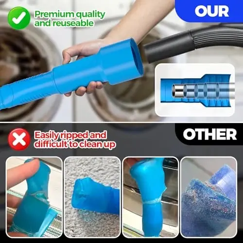 Holikme Dryer Vent Cleaner Kit Dryer Lint Vacuum AttacModazoneent Brush, Lint Remover, Dryer Vent Vacuum Hose Replacement Parts,Duct Cleaning,Blue - 2