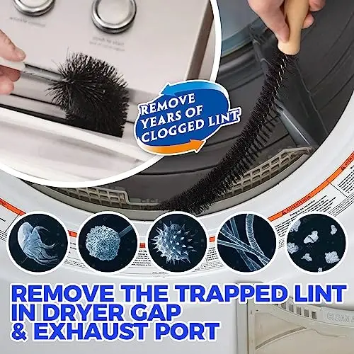 Holikme Dryer Vent Cleaner Kit, Include 30Feet Dryer Vent Cleaning Brush, Dryer Lint Vacuum AttacModazoneent, Lint Brush & Dryer Adapters, Blue - 5