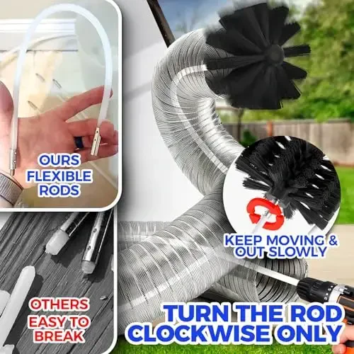 Holikme Dryer Vent Cleaner Kit Dryer Cleaning Tool Include Dryer Vent Brush, Omnidirectional Blue Dryer Lint Vacuum AttacModazoneent Dryer Lint Trap Brush, Vacuum & Dryer Adapters - HOLIKME