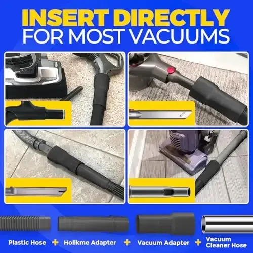 Holikme Dryer Vent Cleaner Kit Vacuum Hose AttacModazoneent Brush,Black - 3