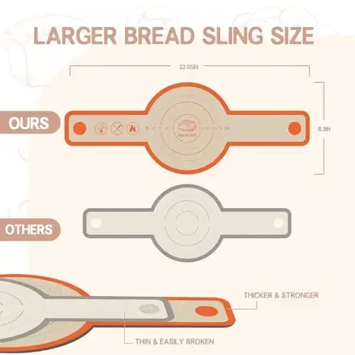Silicone Bread Sling for Dutch Oven, 2 PCS Non-Stick & Easy Clean Reusable Silicone Baking Mat with Long Handles, Easy to Transfer Sourdough Bread Oval and Round - 6
