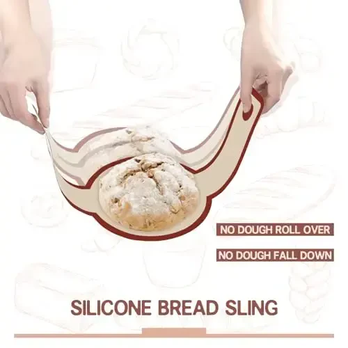 Silicone Bread Sling for Dutch Oven, 2 PCS Non-Stick & Easy Clean Reusable Silicone Bread Baking Mat with Long Handles, Easy to Transfer Sourdough Bread (Oval and Round, Red) - 4