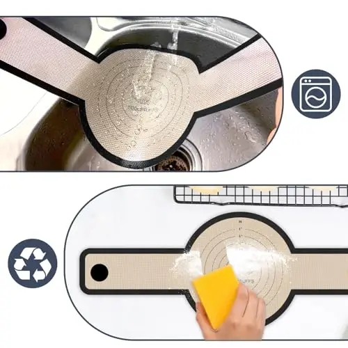 Silicone Bread Sling for Dutch Oven, 2 PCS Non-Stick & Easy Clean Reusable Silicone Bread Baking Mat with Long Handles, Easy to Transfer Sourdough Bread (Oval and Round, Black) - 4