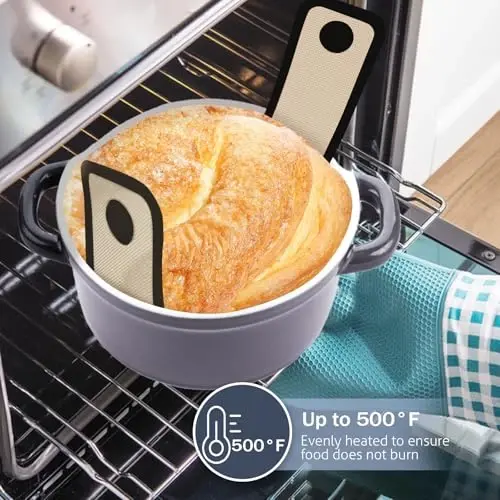 Silicone Bread Sling for Dutch Oven, 2 PCS Non-Stick & Easy to Clean Reusable Silicone Bread Baking Mat with Long Handles, Easy Transfer Sourdough - 5